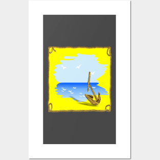 Anchor on the beach in a summer setting Posters and Art